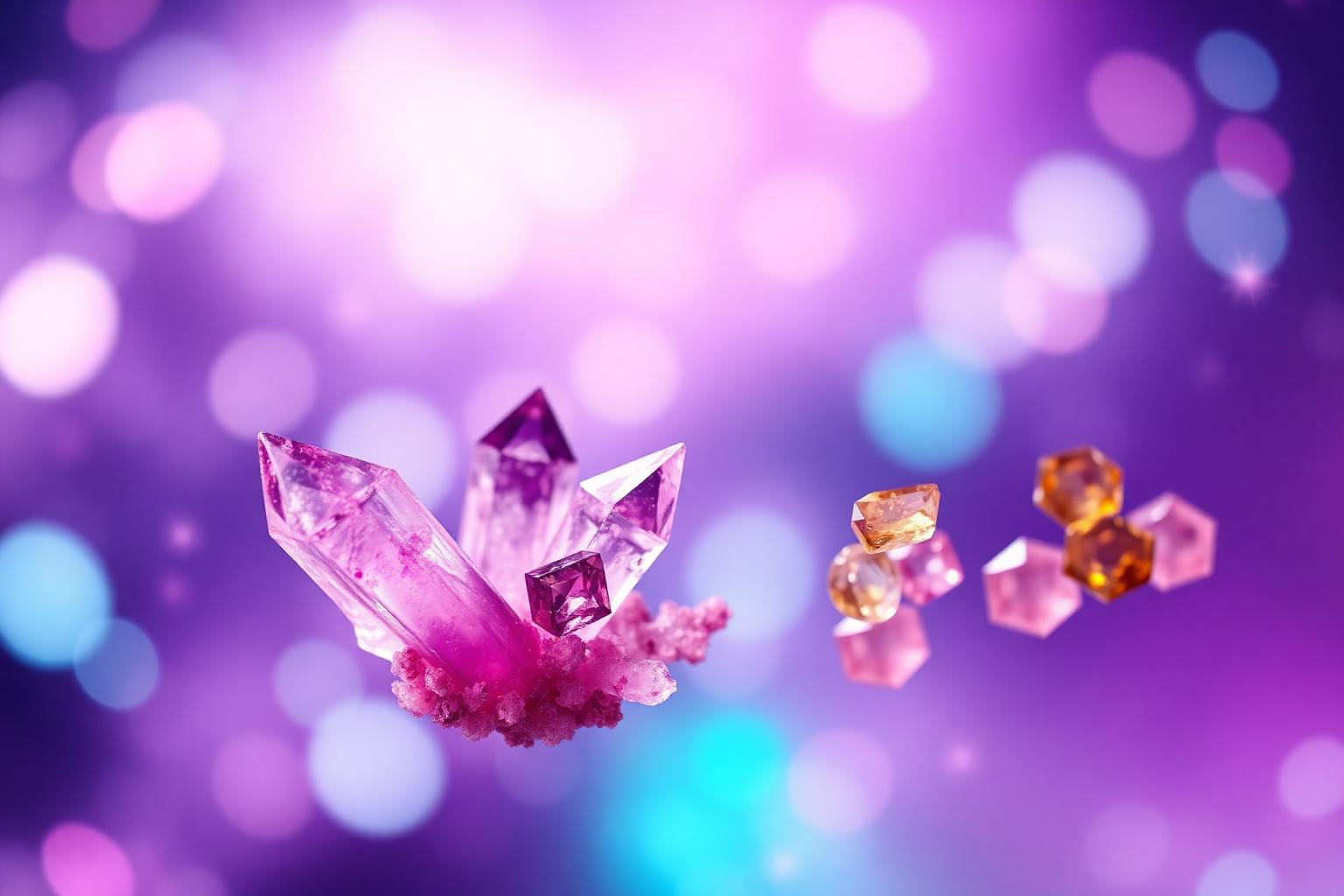 Glowing amethyst and citrine crystals